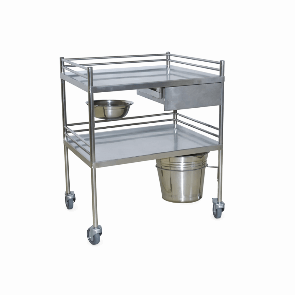 Mobilier Medical Chariot A Pansement Inox à 2 plateaux 70*46 cm Mls