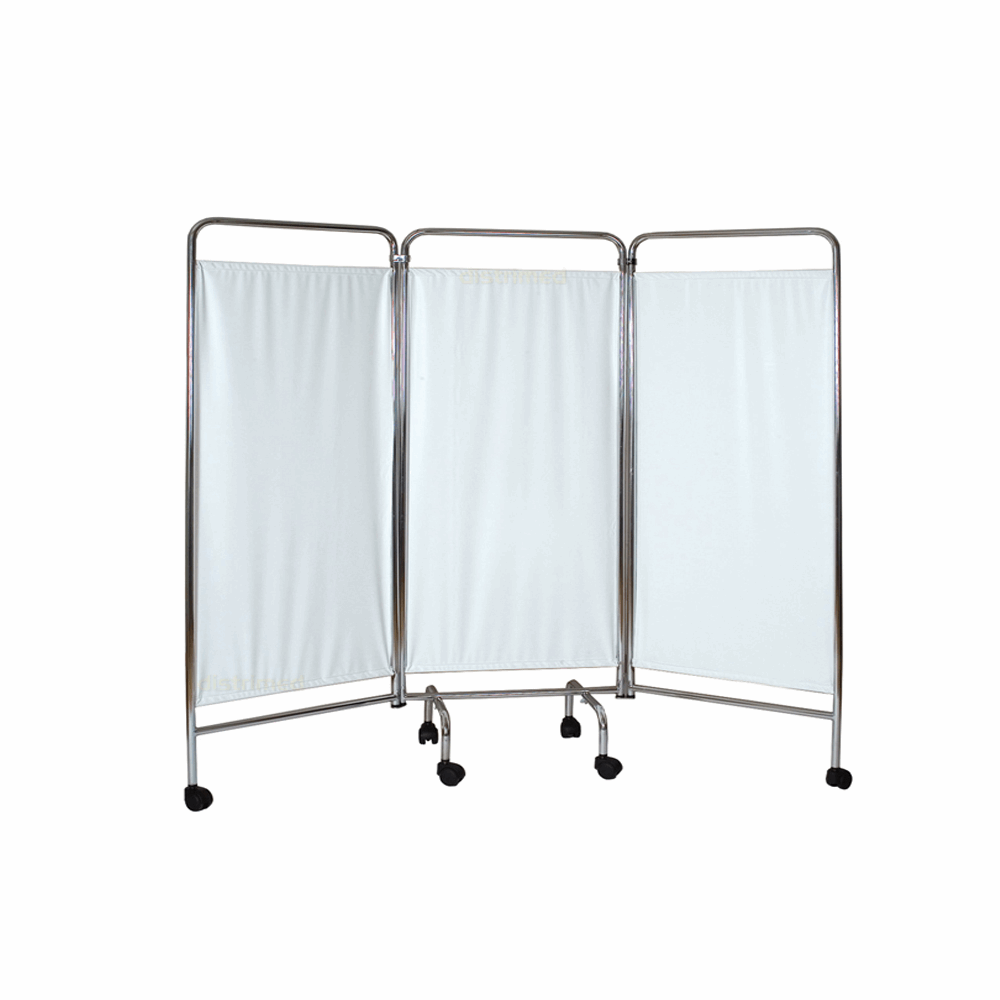 Mobilier Medical Paravent paravant A 3 Volets Chrome En  Blanc 150*187 Cm